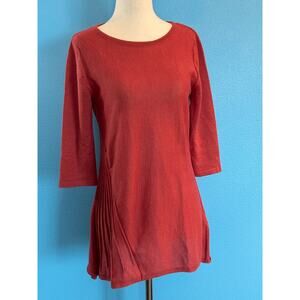 Peru NWOT KUNA 100% Baby ALPACA Pullover Sweater Pintuck Detail Rust Spring WGT